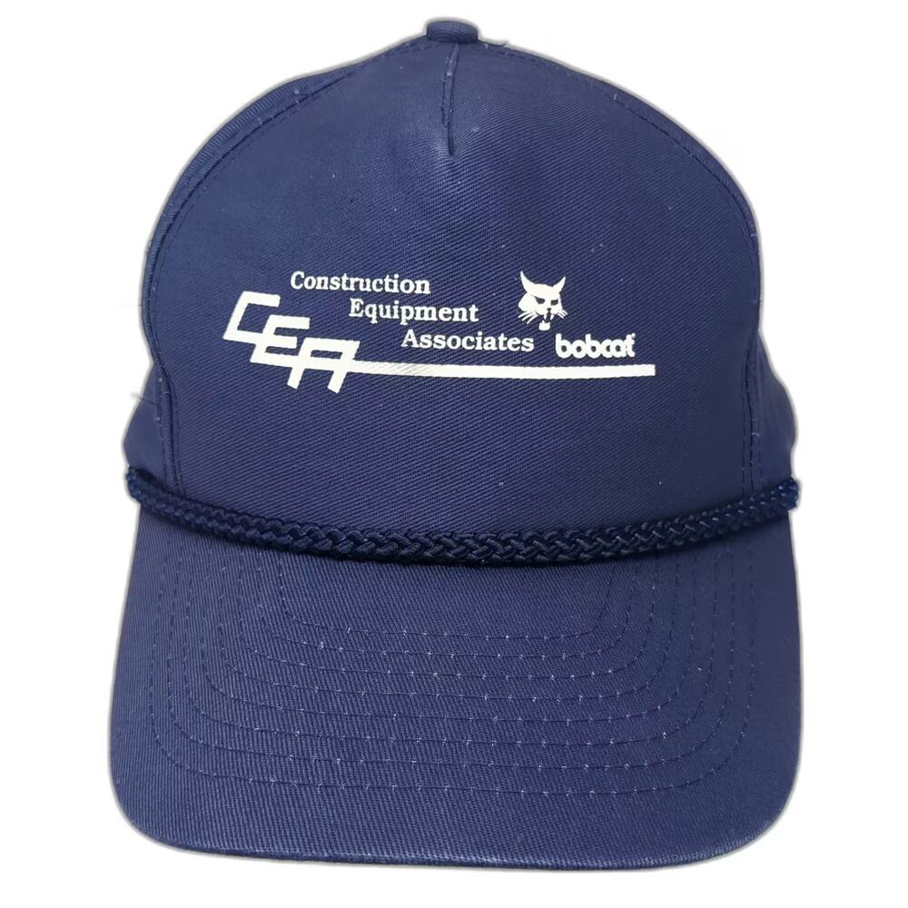 Mohr's 5 Panel Blue White Hat OS Snapback Bobcat Construction Rope Adjustable